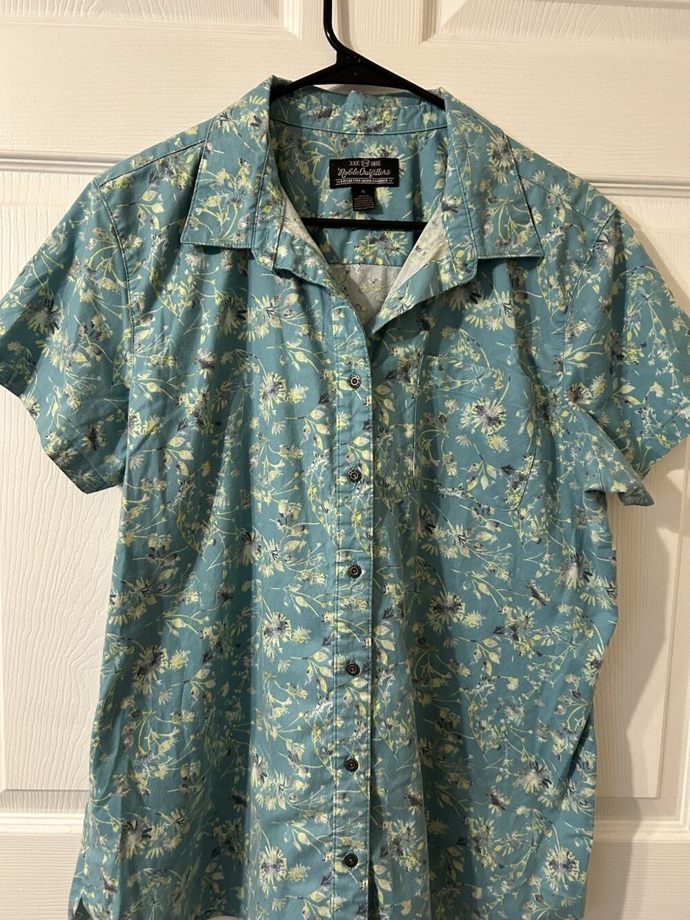 Noble Outfitters Mens Teal Floral Print Top XL